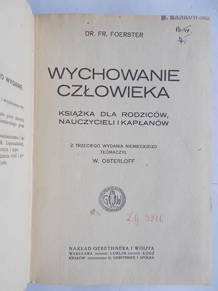 Wychowanie człowieka, ok. 1904 r.