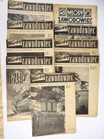 Młody zawodowiec, 9 numerów, 1939, 1938, 1936 r.