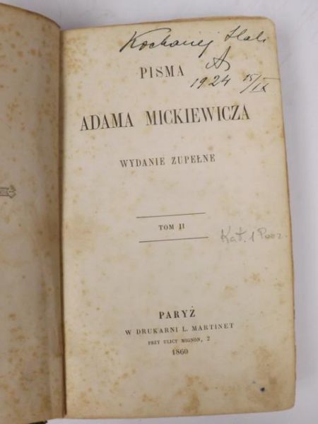 Mickiewicz Adam - Pisma Tom II, 1860 r. Paryż