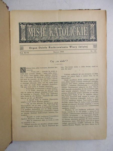 Misje katolickie, Rocznik, 1928 r.
