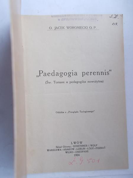 Paedagogia perennis,1924