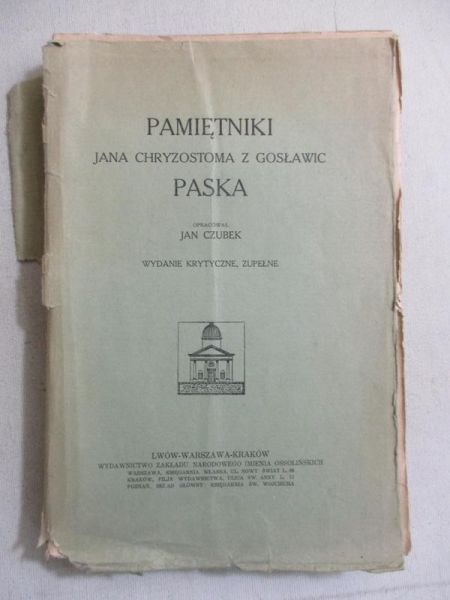 Pamiętniki a Chryzostoma z Gosławic Paska, 1923 r.