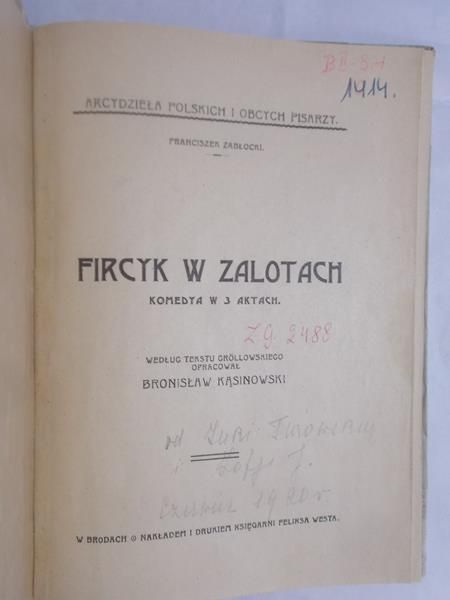 Zabłocki Franciszek - Fircyk w zalotach, ok.1920 r.
