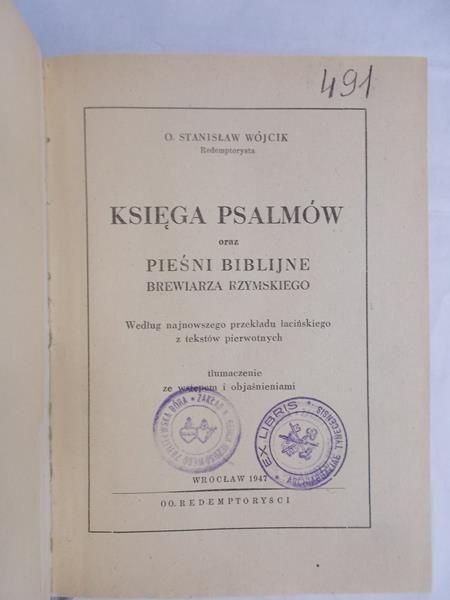 Księga psalmów oraz pieśni biblijne, 1947 r.