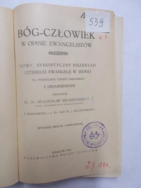 Szczepanski  - Bóg – człowiek w opisie Ewangelistów 1924 r.