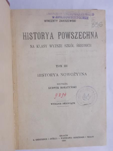 Historya powszechna Tom III, 1920 r.