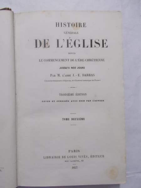 Darras J. - E. - Histoire generale de l'eglise, 1857 r.
