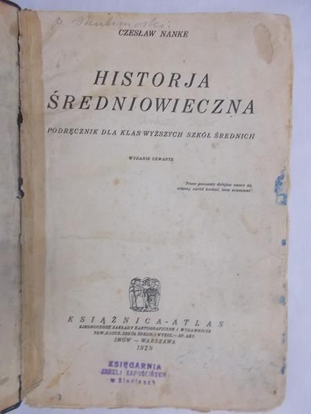 Historja średniowieczna, 1929 r.