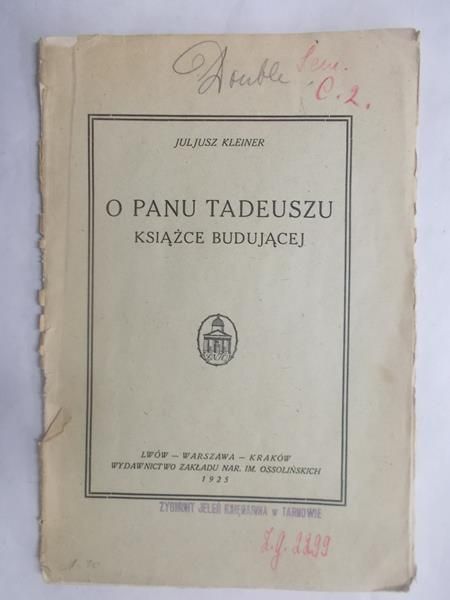 O Panu Tadeuszu, książce budującej, 1925 r.