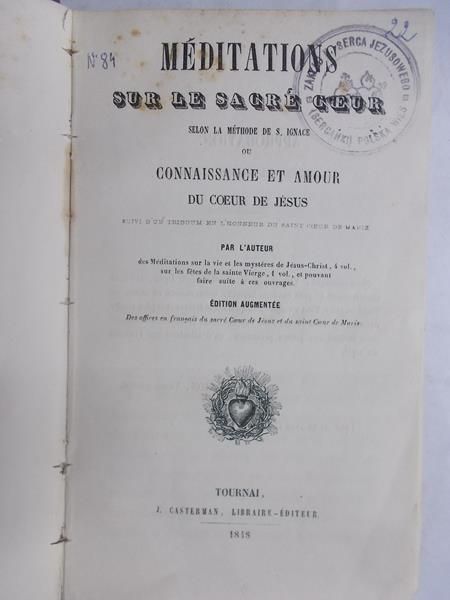 Meditations sur le sacre coeur . R. 1848