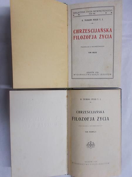 Chrześcijańska filozofja życia, Tom I-II, 1924 r.