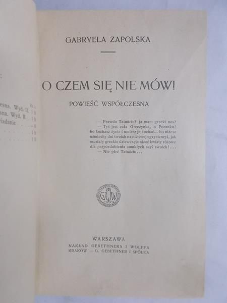 O czym się nie mówi, 1909 rok