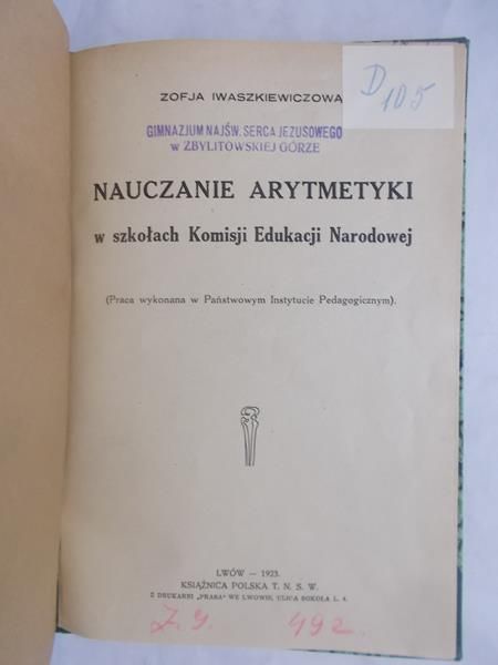 Nauczanie Arytmetyki, 1923