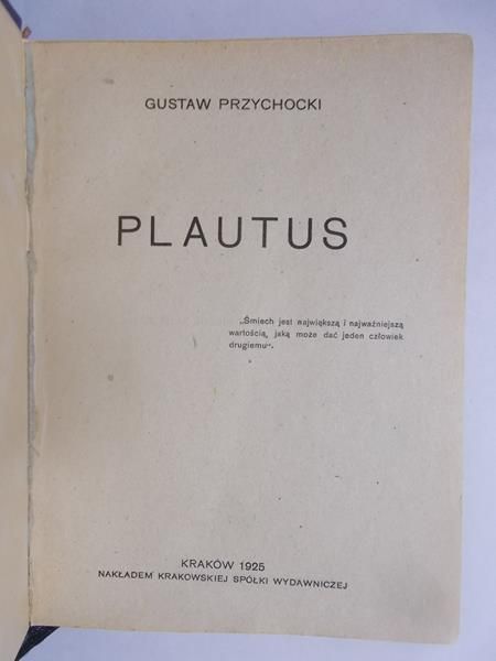 Plautus, 1925 r.