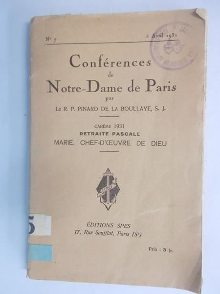 Boulye - Conferences  Notre-Dame  Paris, 1931 r.