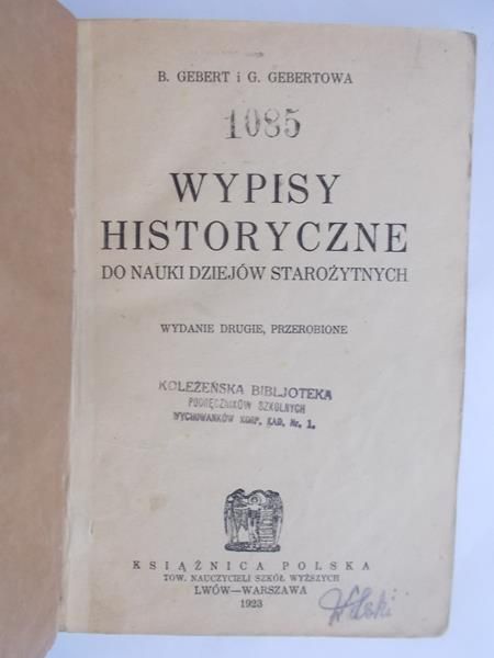 Wypisy historyczne, 1923 r.