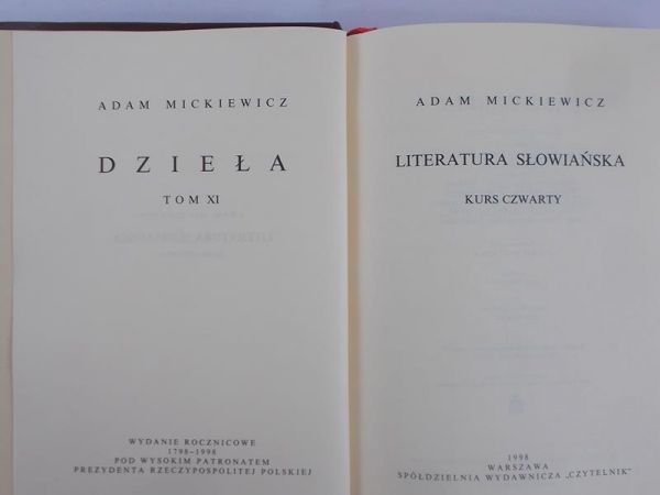 Mickiewicz Adam - Literatura słowiańska, kurs czwarty