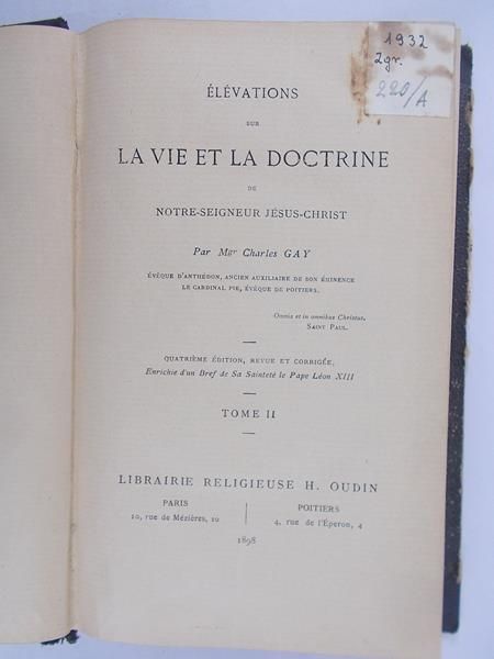 Elevations Sur La Vie Et La Doctrine, Tom II, 1898 r.