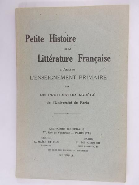 Petite Histoire de la Litterature Francaise, 1933 r.