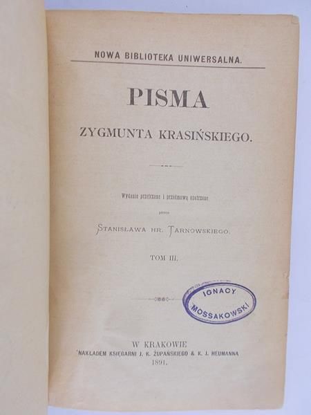 Pisma Zygmunta Krasińskiego. Tom III, 1891 r.