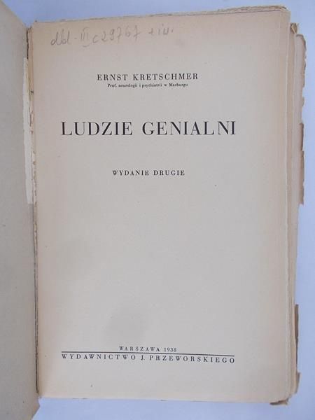 Kretschmer Ernst - Ludzie genialni, 1938 r.