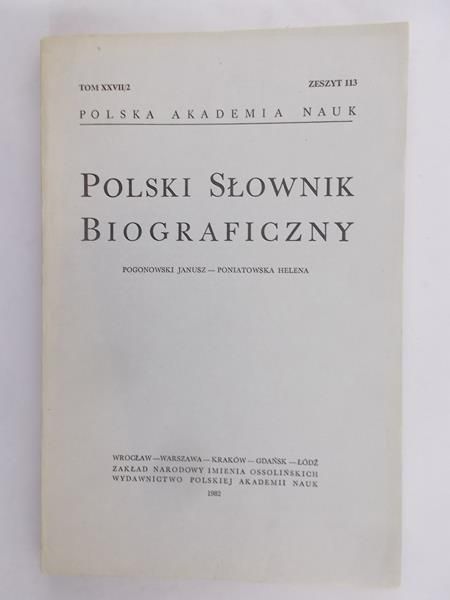 Polski Słownik Biograficzny Zeszyt 113