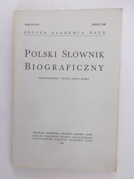Polski Słownik Biograficzny Zeszyt 109