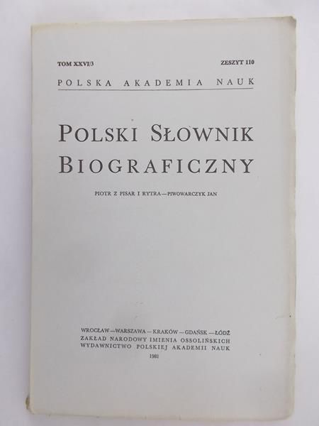 Polski Słownik Biograficzny Zeszyt 110