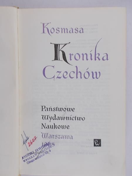 Kosmas -  Kosmasa Kronika Czechów