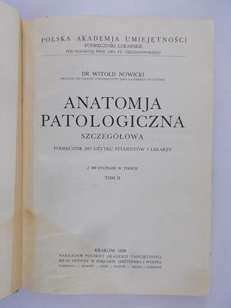 Anatomja patologiczna, 1936 rok
