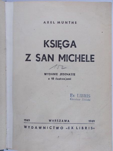 Munthe Axel - Księga  z San Michele, 1949 r.