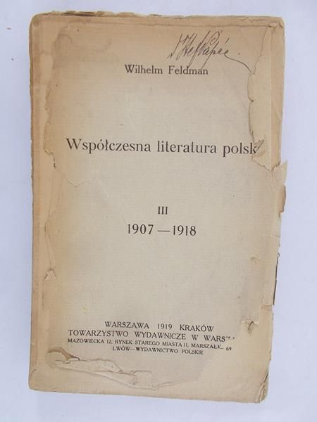 Feldman Wilhelm - Współczesna literatura Polska III, 1919 r.