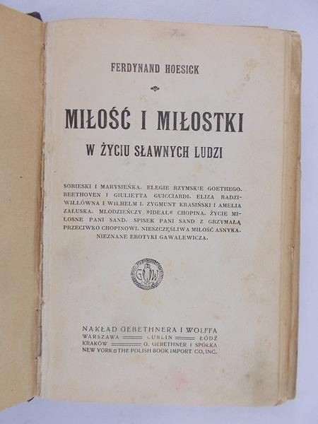 Hoesick Ferdynand - Miłość i miłostki, 1917 r.