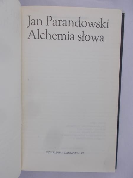 Parandowski Jan  - Alchemia słowa