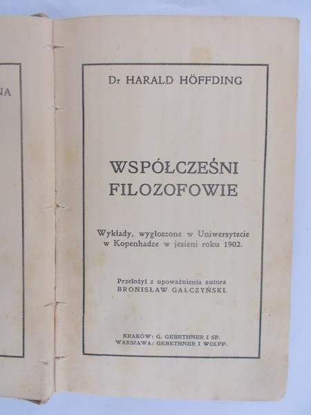 Hoffding Harald - Współcześni filozofowie.