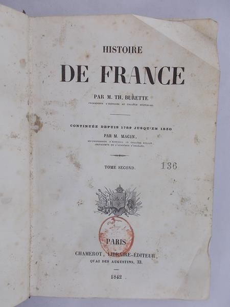 Histoire De France, 1842 r.  egzemplarz z księgozbiory Rutkowskich w Spethalu górnym