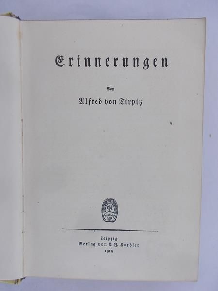 Alfred von Tirpitz - Erinnerungen, 1919 r.