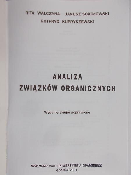 Walczyna Rita - Analiza związków organicznych