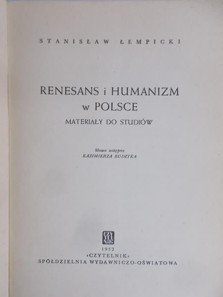 Łempicki Stanisław - Renesans i humanizm w Polsce