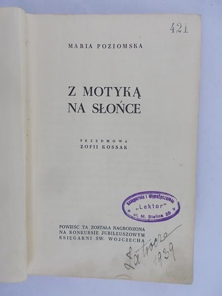 Poziomska Maria - Z motyką na słońce, 1939 r.