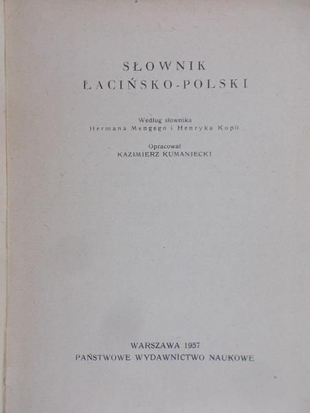 Kumaniecki Kazimierz (opr.) - Słownik łacińsko-polski