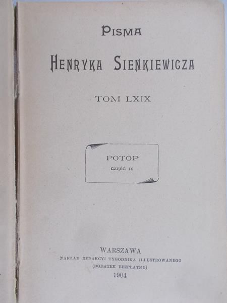 Sienkiewicz Henryk - Pisma, Tom LXIX. Potop cz. IX, 1904 r.