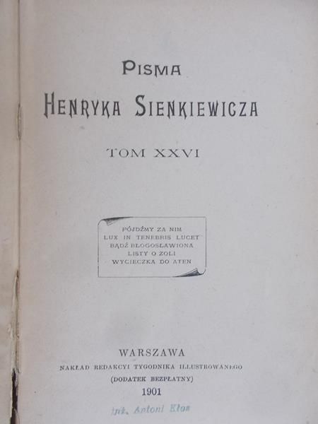 Sienkiewicz Henryk - Pisma, Tom XXVI, 1901 r.