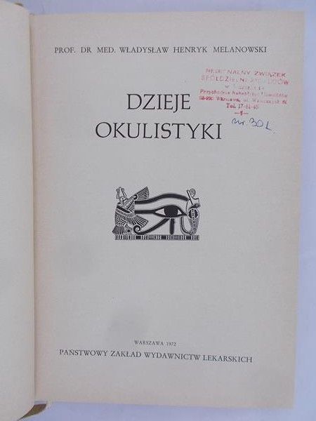 Melanowski Władysław Henryk - Dzieje okulistyki
