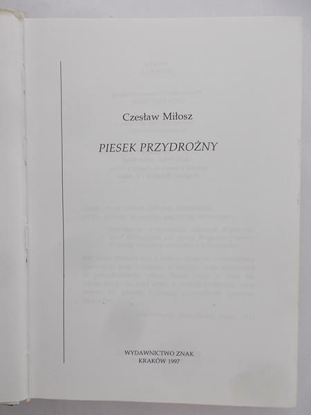 Miłosz Czesław - Piasek Przydrożny