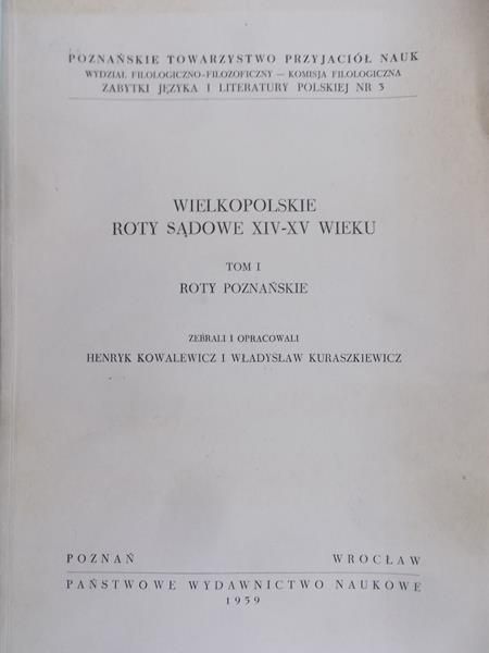 Kuraszkewicz Władysław - Wielkopolskie Roty Sądowe XIV-XV wieku