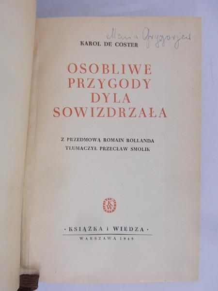 Coster de Karol - Osobliwe przygody Dyla Sowizdrzała, 1949 r.