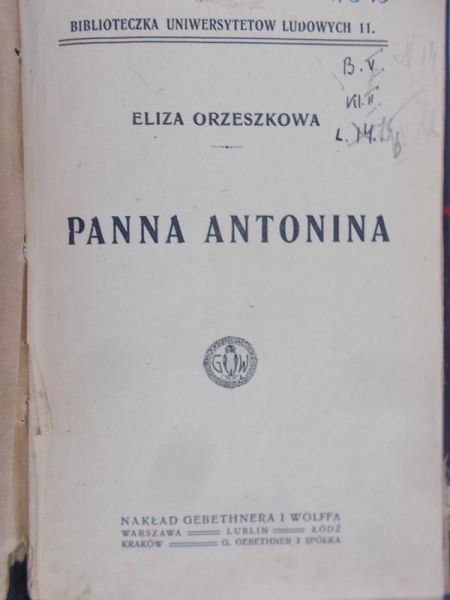 Orzeszkowa Eliza - Panna Antonina 1925 r.
