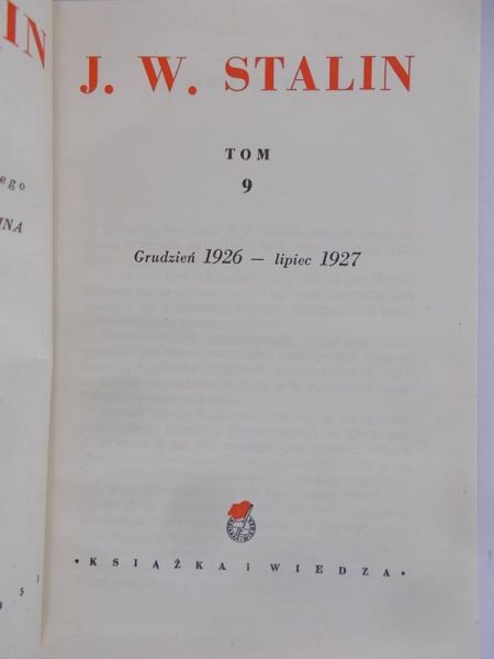 Stalin J.W. - Dzieła Grudzień 1926- lipiec 1927. Tom 9