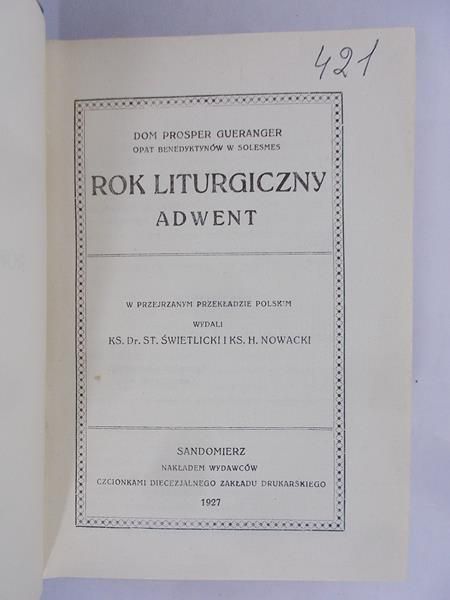 Gueranger Prosper - Rok liturgiczny Adwent, 1927 r.